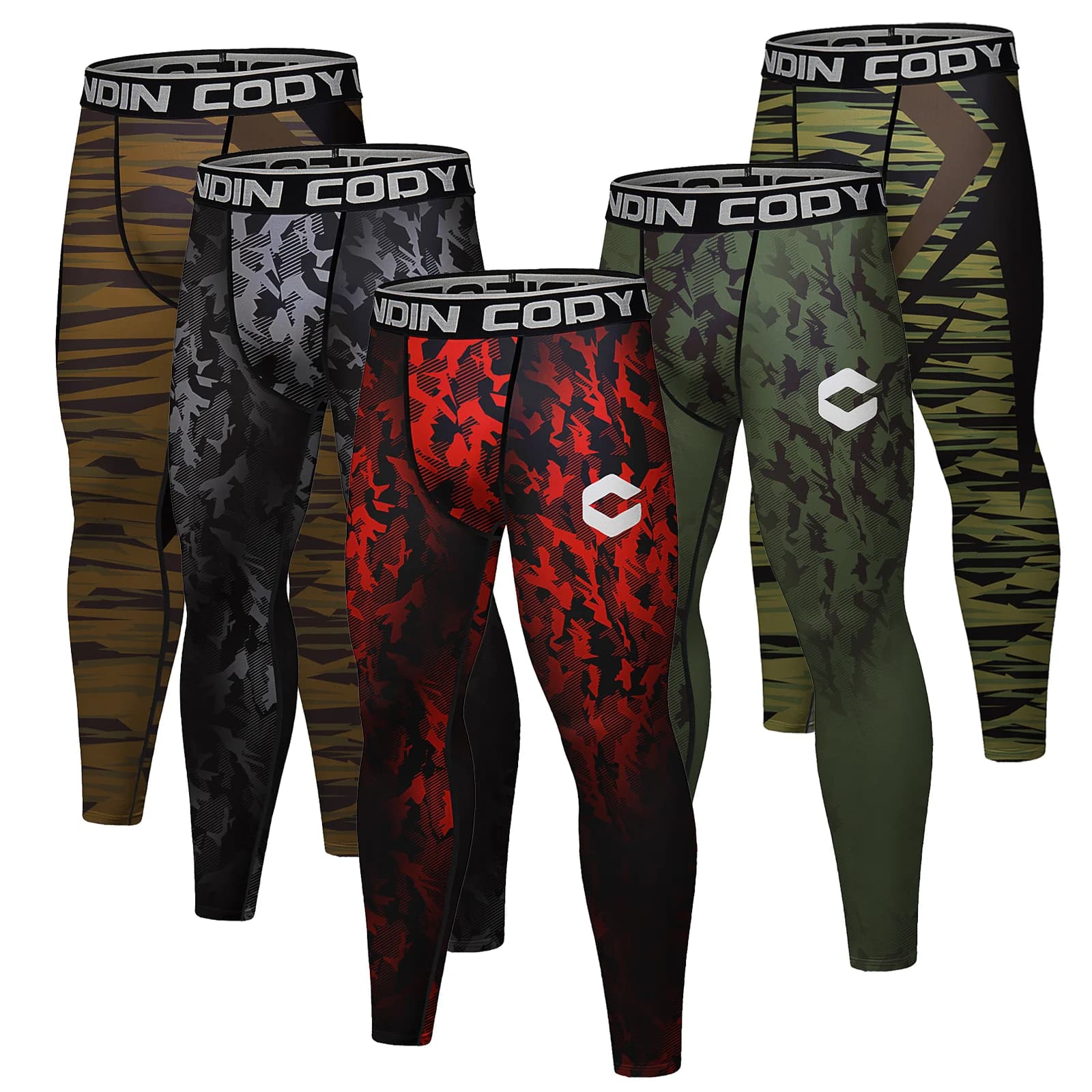 Pantaloni a compressione da uomo mimetici Leggings sportivi Protezione solare UV senza tasche Pantaloni da equitazione Collant fitness da palestra elasticizzati