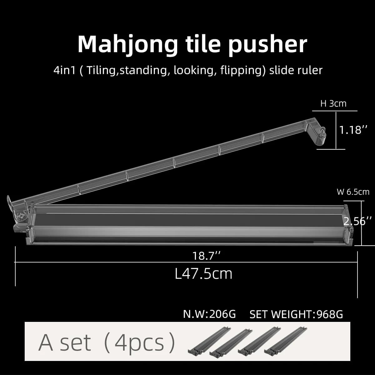 New Arrival 4-in-1 Transparent Acrylic Mahjong Tile Rack & Push Ruler, Universal Mold