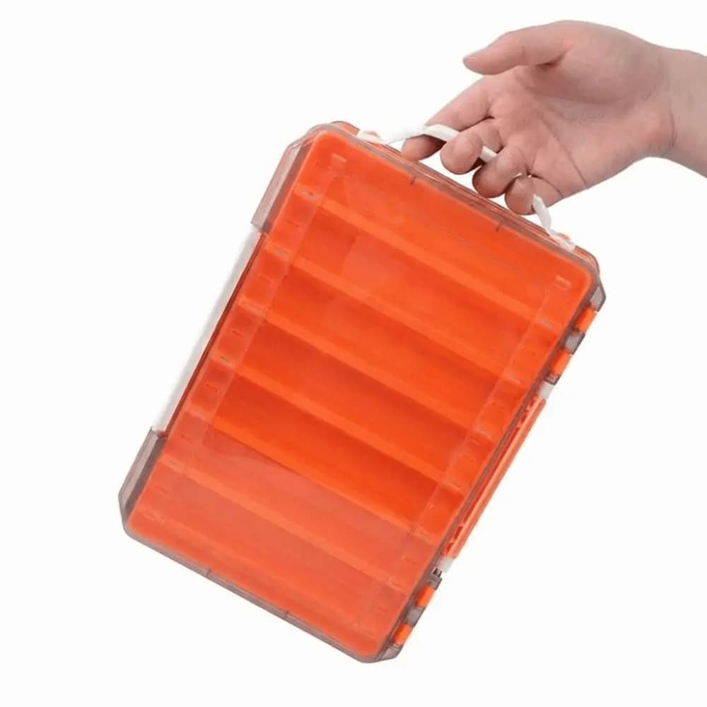 Double Sided Fishing Tackle Organizer Box Large Size ABS PP Fishing Lure Storage Box Waterproof Visible Bait Case