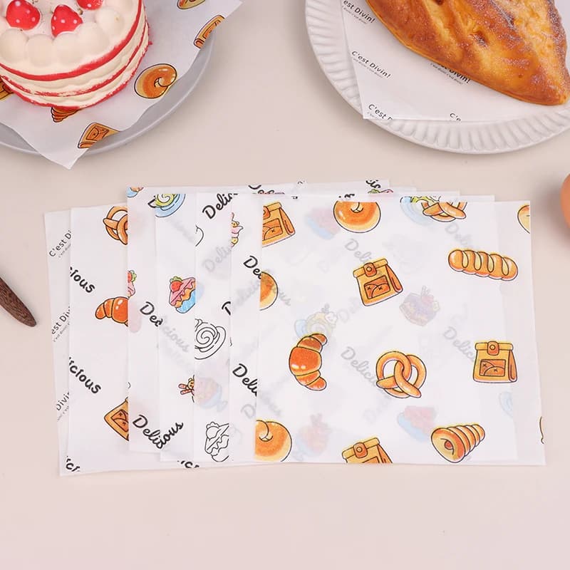 Involucri per alimenti in carta cerata da forno per uso alimentare da 50 pezzi per carta oleosa da imballaggio per pasticceria per torte per feste di Festival, pane, hamburger, carta oleata