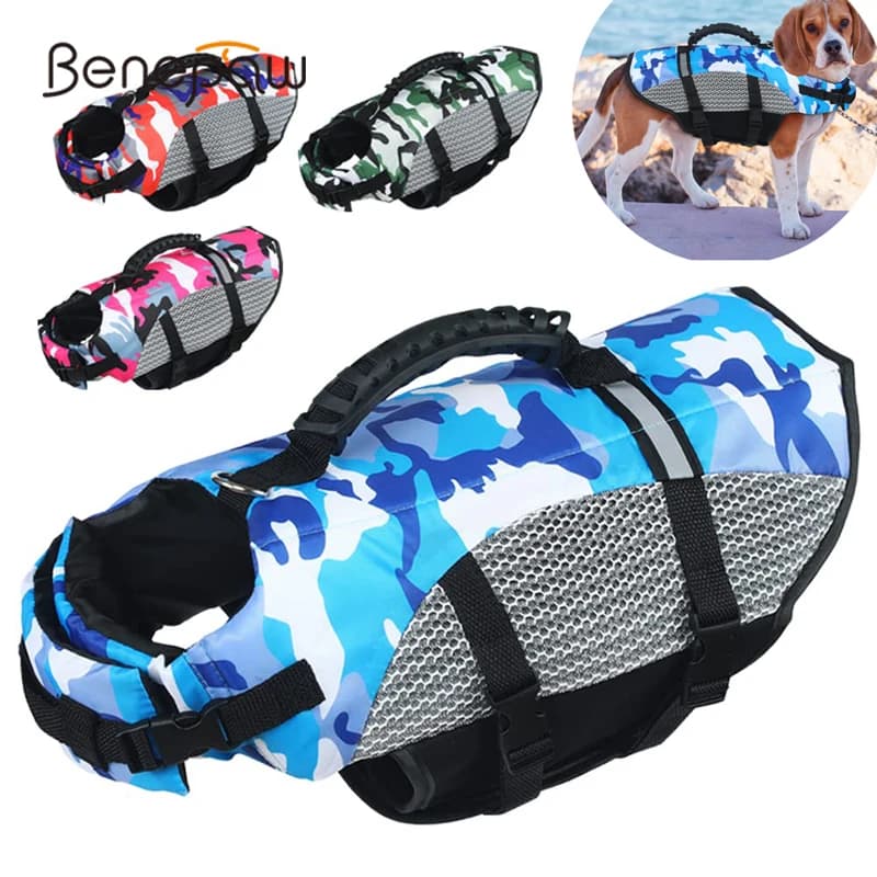 Benepaw Dog Life Jacket Ripstop Dog Water Vest Rescue Handle Reflective Strip Pet Swimming Vest With High Buoyancy Emergency