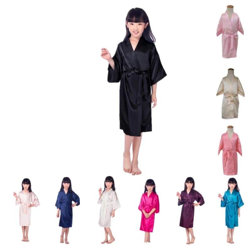 Summer Girls Satin Silk Robe tinta unita pigiama per bambini Soft Kids accappatoio Girls Robe Sleepwear vestaglia per bambini