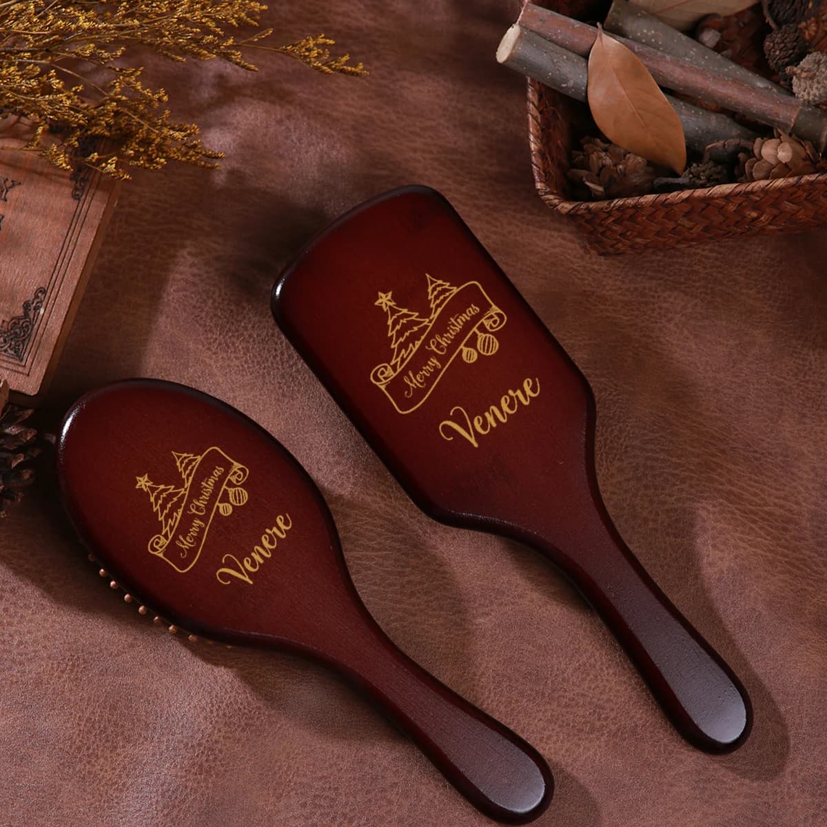 1 custom wood comb with custom name and refined pattern - suitable for combing normal hair, wood comb with bristles for scalp
