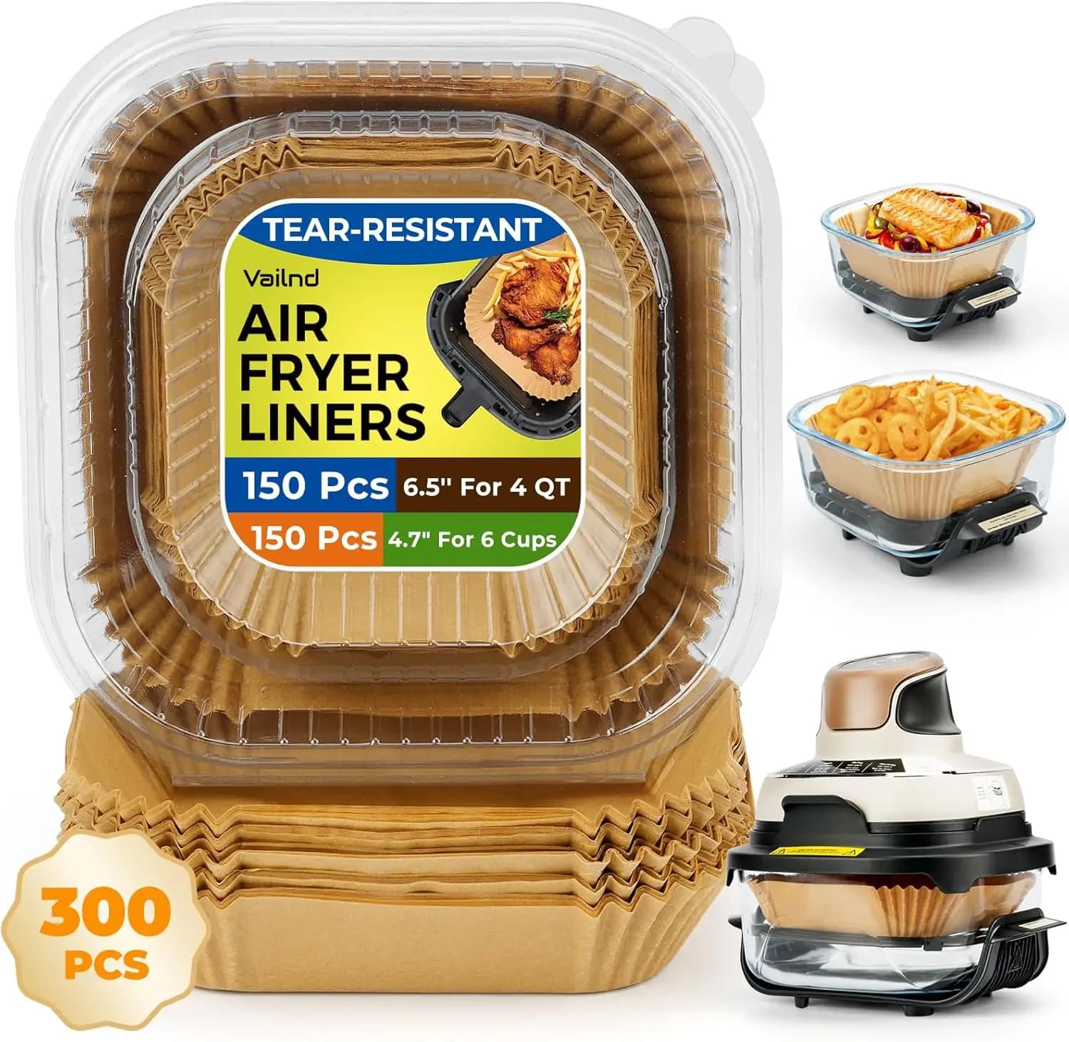 300 Non-stick Baking Paper Sheets for Air Fryer, for 4QT and 6 Cups