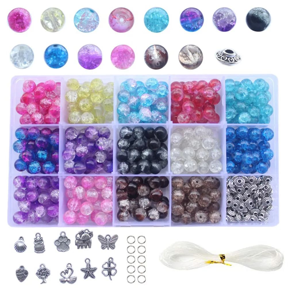 420Pcs Glass Enamel Spacer Beads Jewelry Making DIY Craft Supplies Colorful Metal and Glass Beads for Bracelets Necklaces