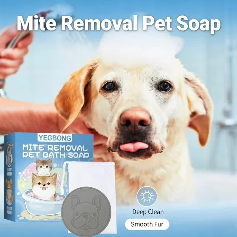 Sapone Antiacaro per Cani e Gatti, Deodorante per il Corpo, Allevia il Prurito Cutaneo, Trattamento Contro Acari e Pulci, Prodotti per la Toelettatura e il Bagno