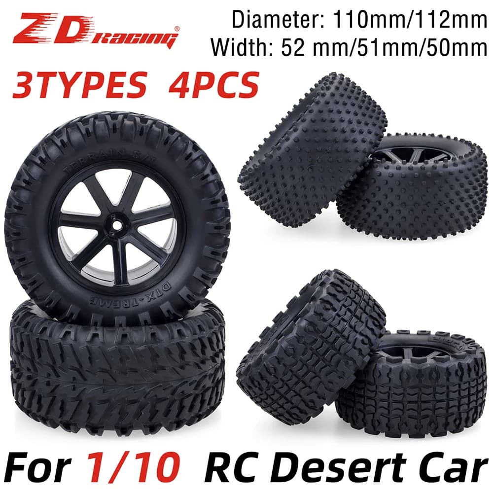 Ruote e pneumatici da deserto ZD Racing RC scala 1/10 esagonale da 12 mm per auto RC Corally Kyosho Ultima