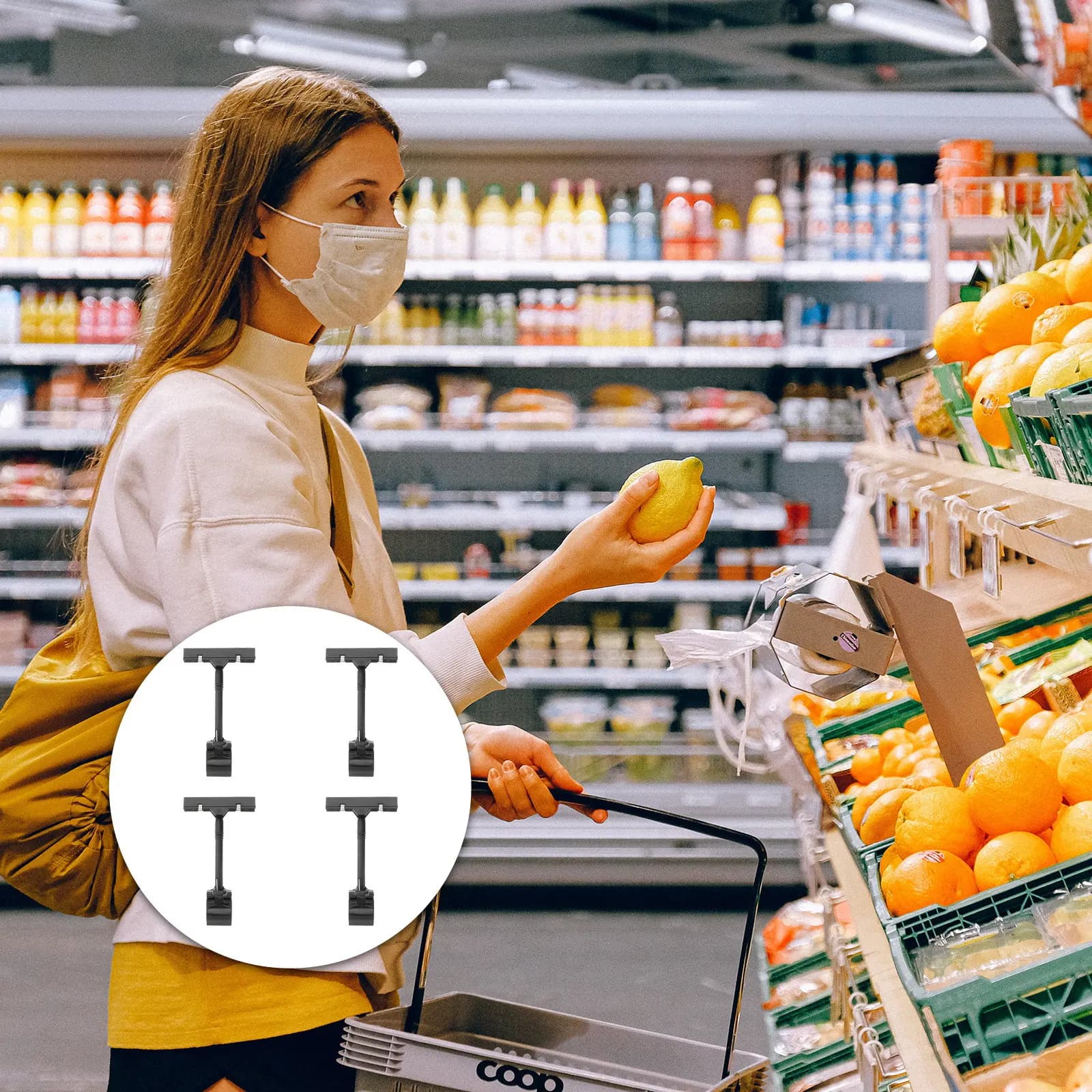 4 Pezzi Clip Espositore Pubblicitario in Plastica, Porta Cartellini Prezzi Regolabile per Supermercati, Promozioni, Cartelli, Morsetto Girevole per Etichette