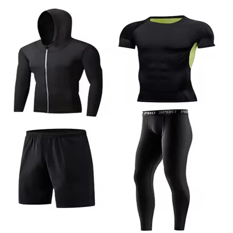 Autumn men's sports suit, compressed breathable quick drying running suit, gym comprehensive training sportswear