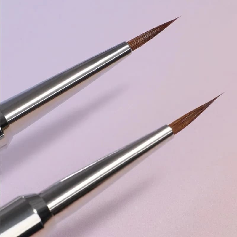 1/4 Pezzi Pennello per Unghie in Metallo con Manico in Kolinsky, Penna per Pittura Unghie, Pennelli per Gel UV Acrilico, Strumento per Manicure in Cristallo, Pennello per Unghie