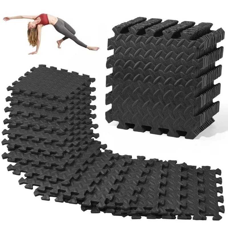 18 Piece Non-Slip EVA Yoga Mat Set Waterproof Noise-Reducing Joint-Protecting Suitable for Treadmills and Strength Training