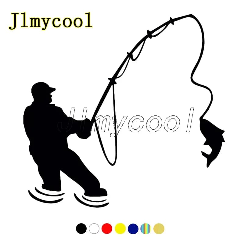Adesivo per auto divertente di varie dimensioni Pescatore da pesca Decalcomania in vinile impermeabile di diverse dimensioni per lo styling degli adesivi per auto