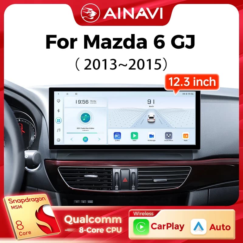 Ainavi 12.3 pollici Autoradio Per Mazda 6 GJ Serie Atenza 2013 2014 2015 Wireless Carplay Android Auto 4G Lettore Multimediale Per Auto