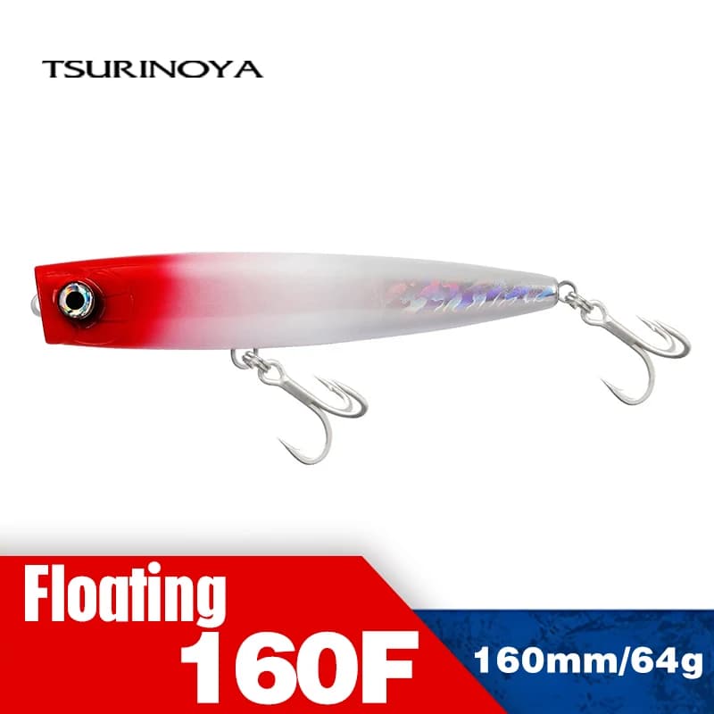 TSURINOYA Topwater Popper Esca da pesca 160mm 68g Ganci per acqua di mare a lancio lungo Esca artificiale per tonno, GT e pesce da gioco in acqua salata