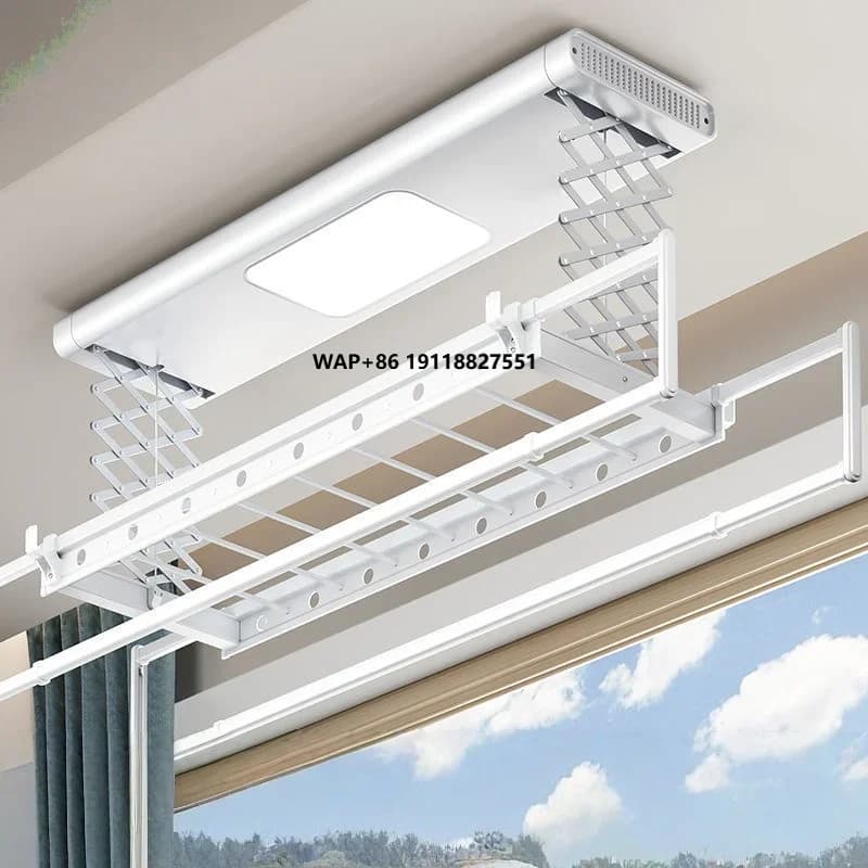 Stendibiancheria Pieghevole da Soffitto per Balcone, Stendino Appendiabiti Pieghevole per Lavanderia