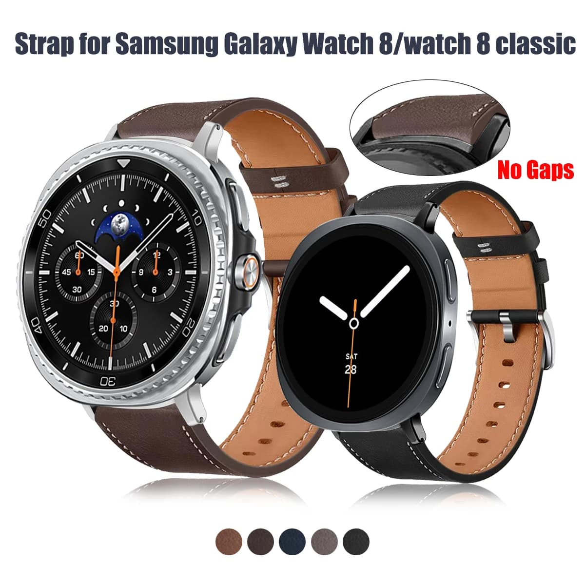 Watch Strap for Samsung Galaxy Watch 8 Leather Strap for 8 Classic 40mm 44mm 46mm Wrist Strap Correa Men's Strap