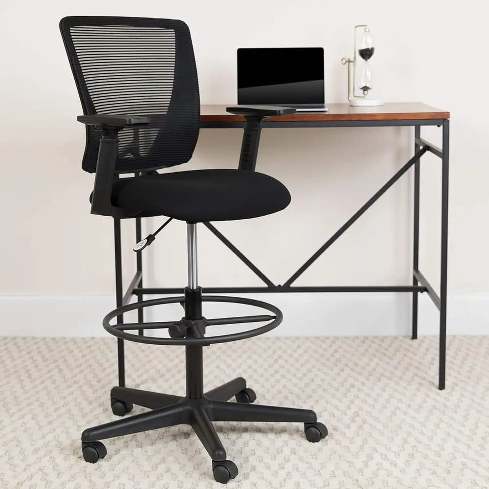 Sedia da Ufficio Ergonomica in Rete con Poggiapiedi e Braccioli Regolabili