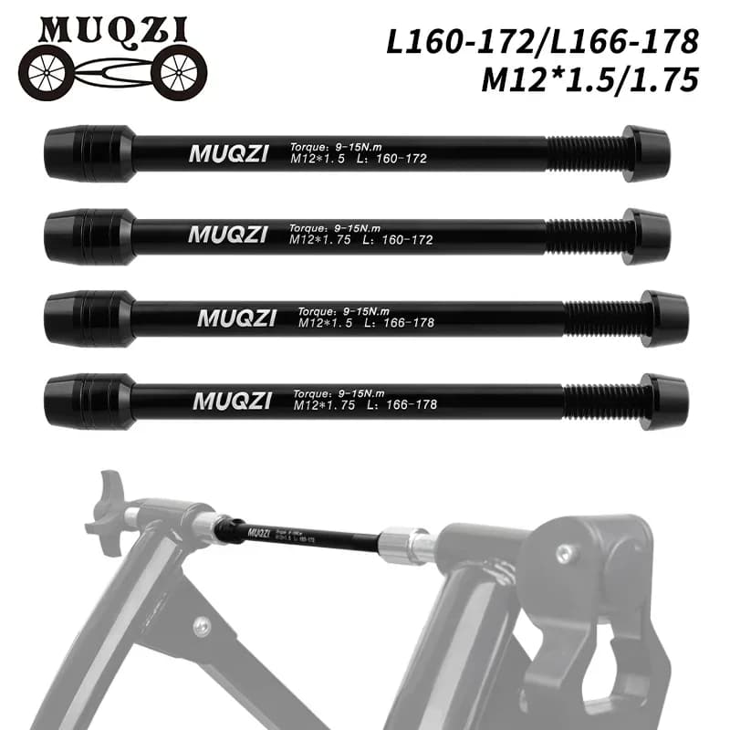 Bicycle Trainer Thru Axle Adapter M12 x 1.5/1.75 Thread 160-172mm 166-178mm Shaft Bike Wheels Quick Release Skewers