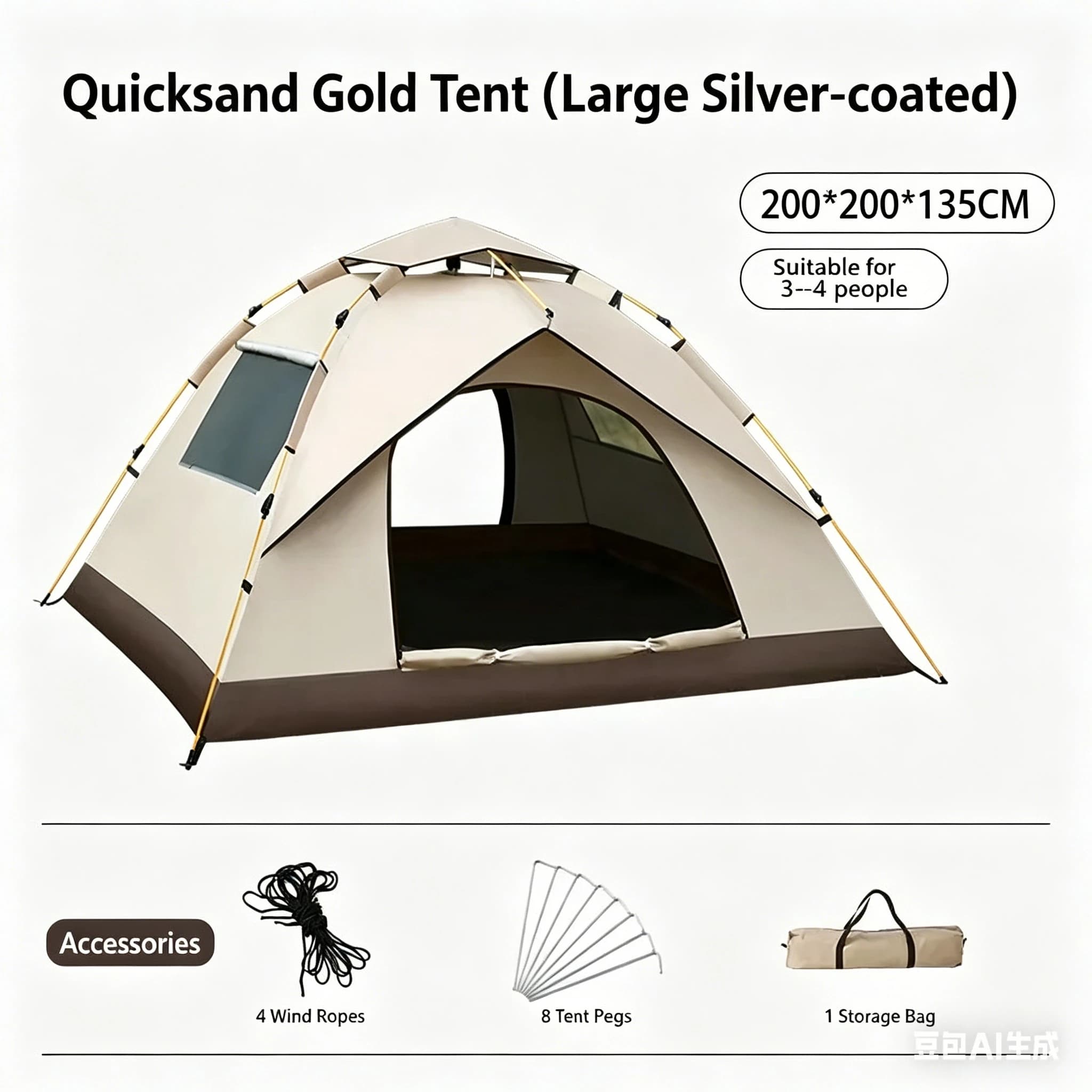 Tenda da campeggio automatica per esterni, impermeabile, resistente al sole, apertura rapida, portatile, antizanzare, per escursioni e picnic