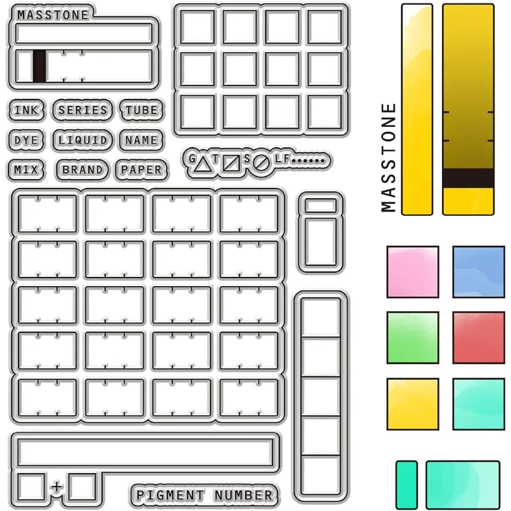 Color Swatches Clear Rubber Stamps Palette Reusable Retro Transparent Silicone Stamp Seals for DIY Scrapbooking Photo Making Kit