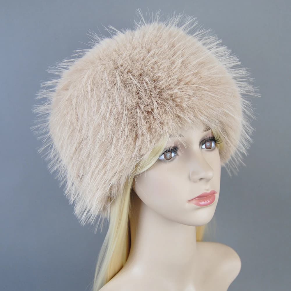 False Fox Fur Beanies Women Winter Warm Fluffy Popular Russia Style Female Round Cap Fashion False Fox Fur Hats