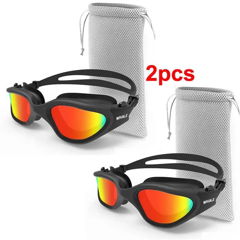 Polarized swimwear for adults, anti-fog lenses with UV protection, waterproof adjustable silicone swimming glasses for men and women, 2 pieces