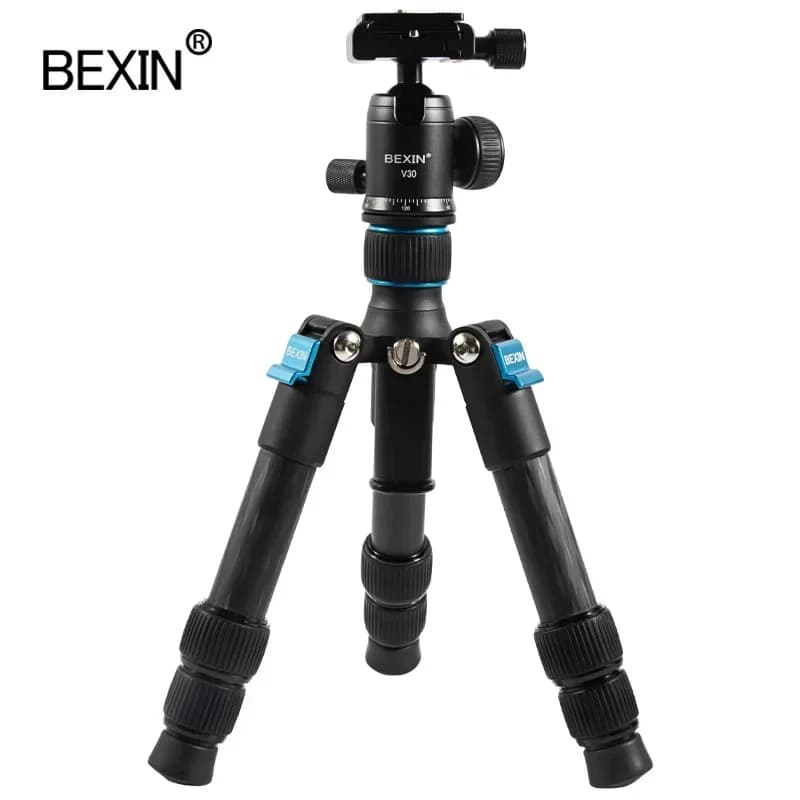 BEXIN MS28C Mini Carbon Fiber Desktop Tripod Lightweight Travel Video Tripod Stand with Ball Head for DSLR Camera Mobile Phone