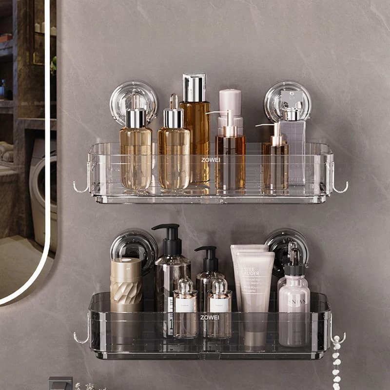 Suction Cup Storage Rack, Bathroom Cosmetics Non Perforated Wall Mounted Storage Box, Kitchen Seasoning Bottle Storage Rack