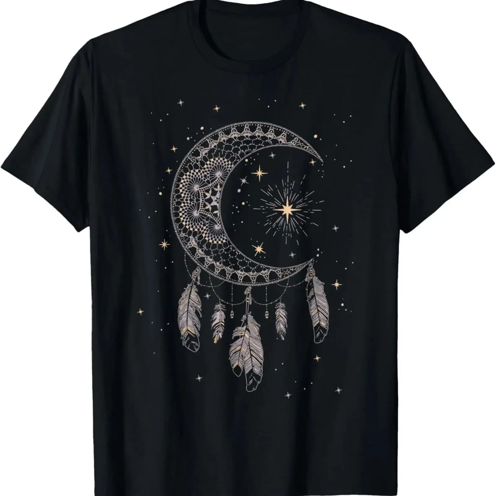 Camiseta boho Dream Catcher Moon amp Stars vintage Washed Stretched Unisex Stylish Breathable Slightly fashion graphic homme