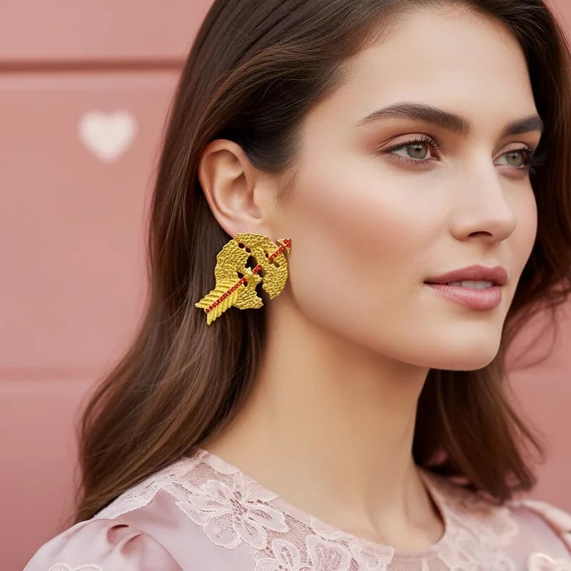Orecchini Creativi a Forma di Freccia in Lega con Diamanti, Orecchini alla Moda per San Valentino a Forma di Freccia di Cupido per Donne