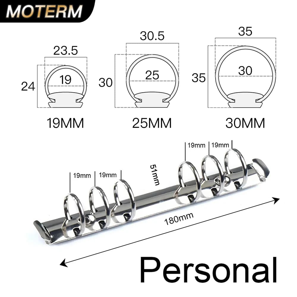 Moterm Clip per raccoglitore ad anelli a spirale in metallo di dimensioni personali/PW con 2 paia di viti per cartella di file con clip per raccoglitore per diario e notebook