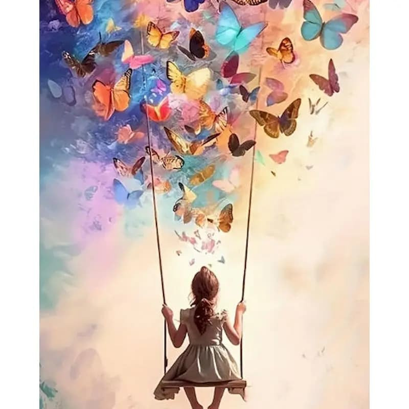 1pc frameless Oil Painting By Numbers Dreamy Girl On Canvas DIY Paint by numbers Butterflies Frameless Digital Painting Home Dec