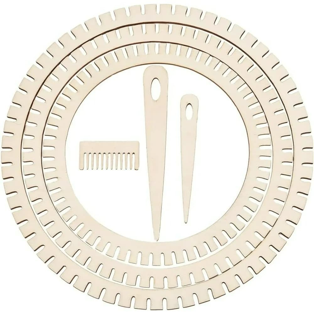 3 Sizes Weaving Looms Kit 7.5/9/10.2 inch Wooden Mini Weaving Looms Gear Shape Weaving Looms Kit with Needle