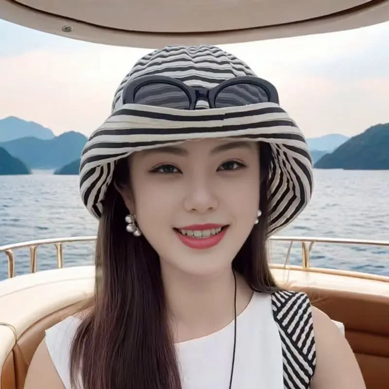 Women's Foldable Parasol Hat, Stylish Portable Wrap with Upper Open Part for Large and Small Heads
