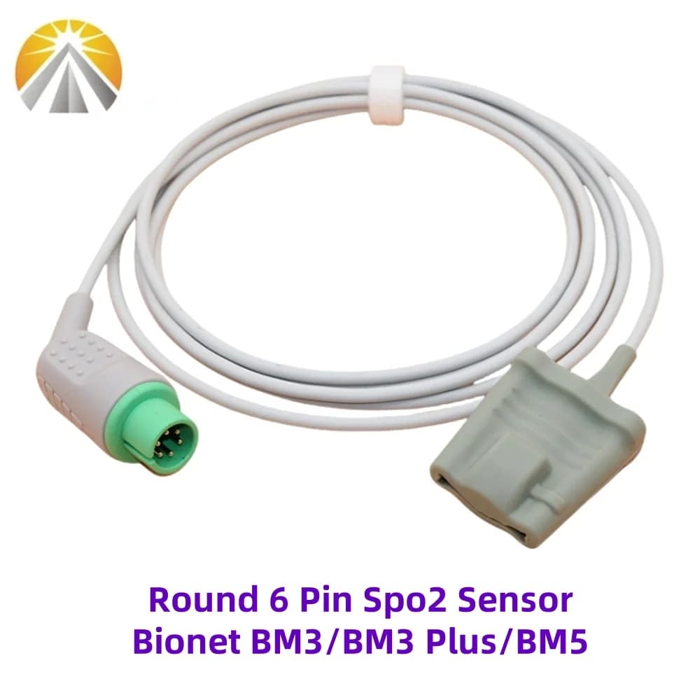 Sensor SpO2 to 6 Pins for Adults Newborn Baby Veterinary Use for Bionet BM3 BM5 BM7 Plus Pulsossimeter Heart rate Reusable Round Round Table SAO2