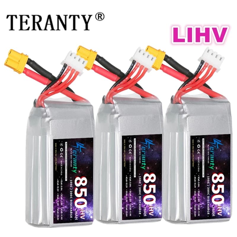 1/2/3PCS TERANTY 3S 11.4V Lipo Battery 850mAh 100C HV With XT30 T XT60 Spine For RC FPV Drone Quadcopter Air Helicopter