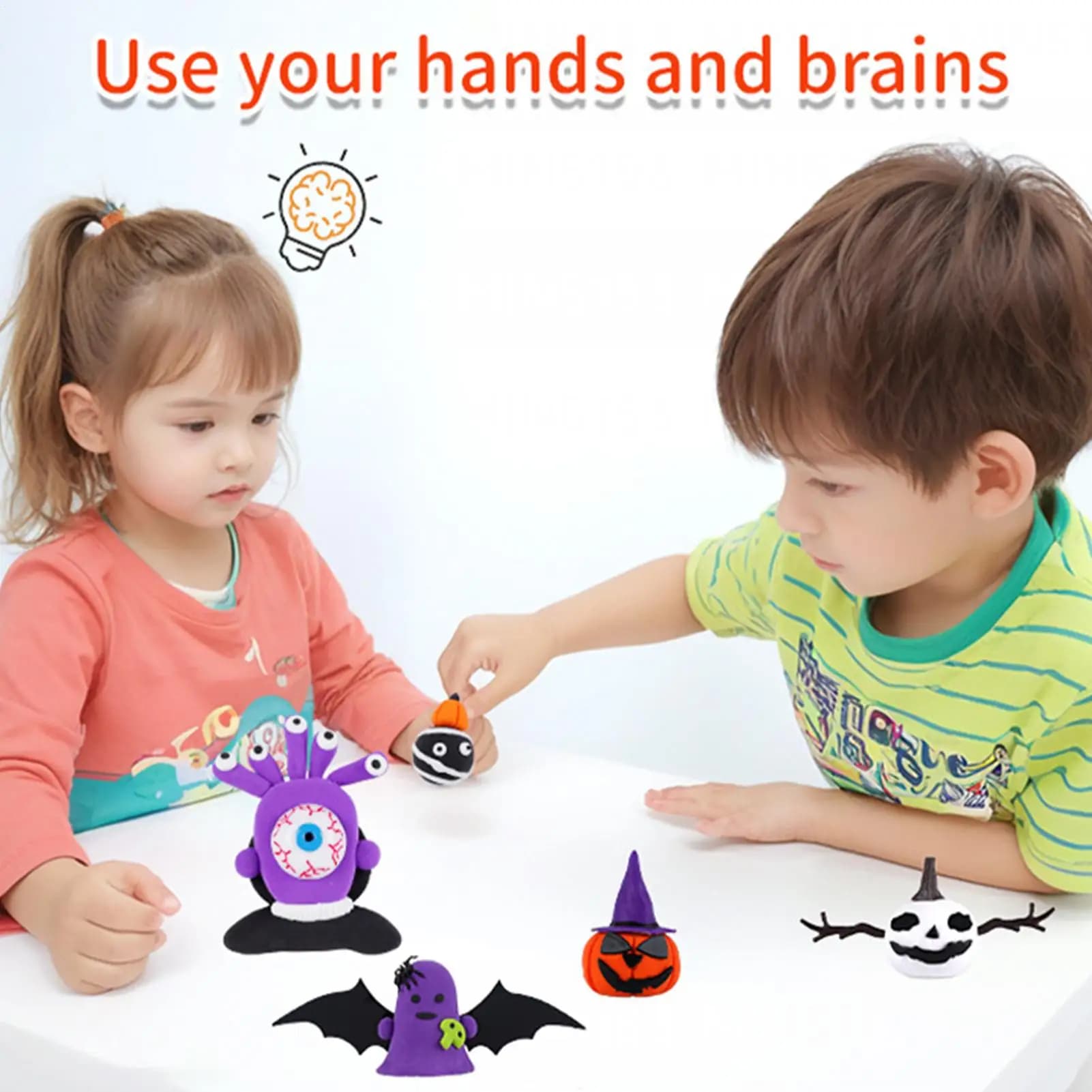 Kit di argilla artigianale con zucca di Halloween Decorazioni di Halloween Set di plastilina per bambini Forniture per modellare Giocattoli educativi per studenti