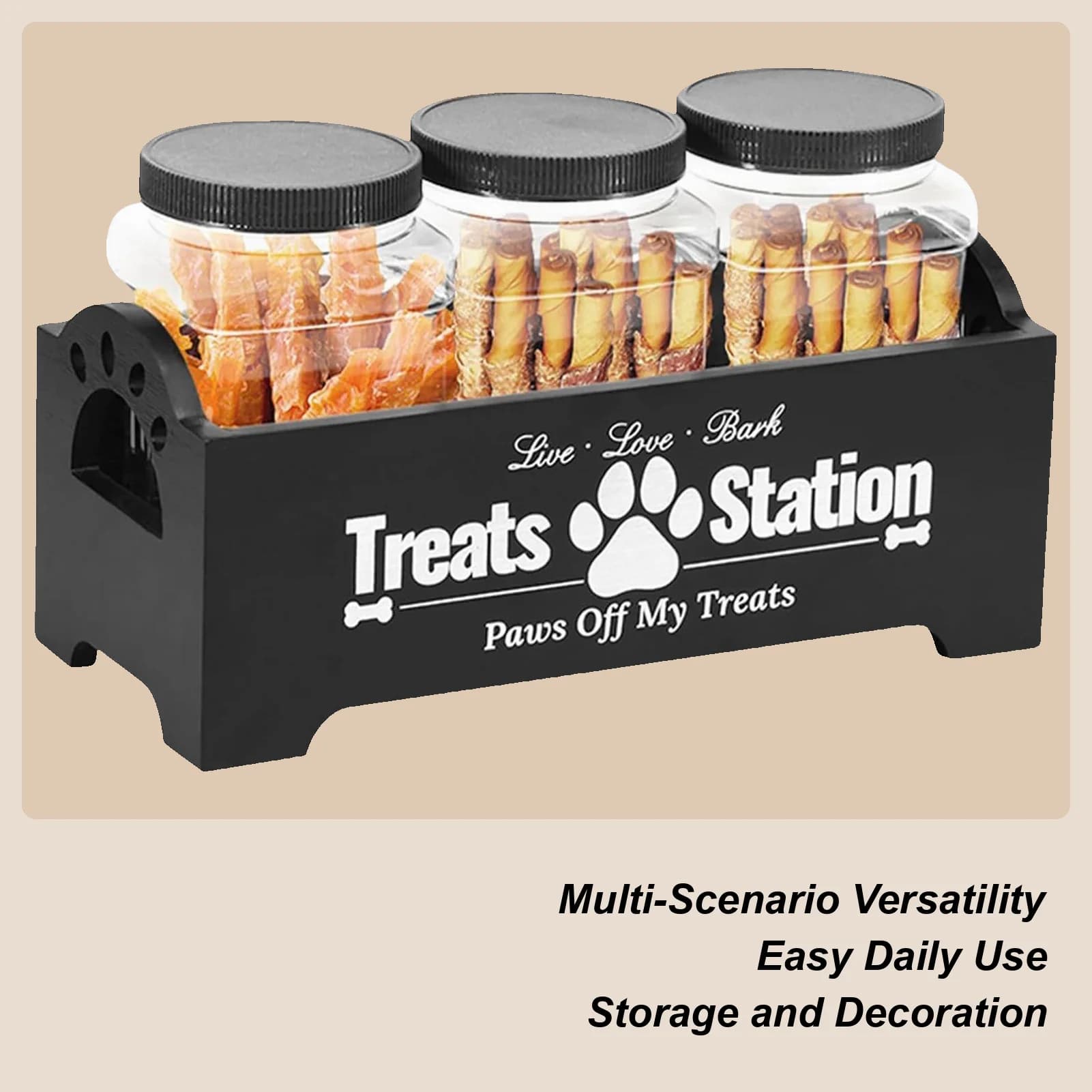 Dog Treat Container Airtight 3 Pieces Storage Box With Organizer Pet Treat Container Cat Food Bin For Cat Animal Bird Home
