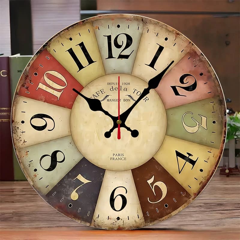 Orologio da parete sospeso silenzioso rotondo in legno rustico per fattoria, adatto per soggiorno, ufficio, sala studio, camera da letto, decorazione domestica