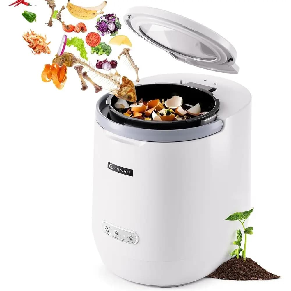 Compositore elettrico per cucina, macchina per bidoni del compost da banco da 4 litri - Rifiuti alimentari veloci di 4 ore su fertilizzante, pulizia automatica inodore