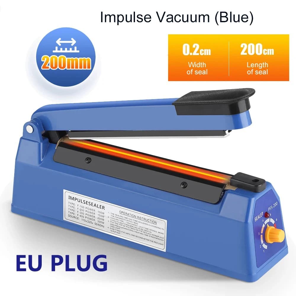 Impulse Sealer Machine Kitchen Food Plastic Manual Sealing 200mm Length Food Vacuum Storage Household 220V Heat Plastic Bag Seal