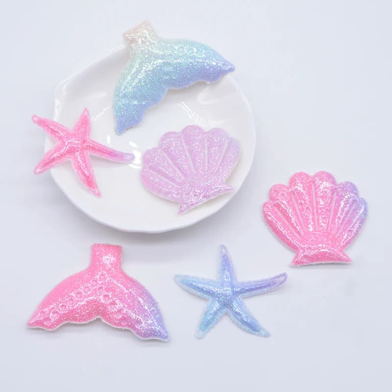 20Pcs Padded Ocean Starfish Shells Tails Applique for DIY Clothes Hat Shoes Sewing Patches Headwear Hair Clips Accessories