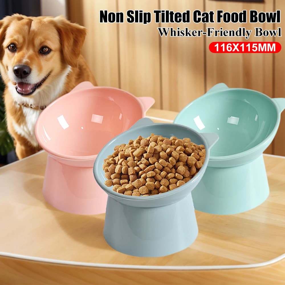Ciotola per cibo per gatti inclinata Ciotola per cibo per gatti rialzata Ciotola per cani alta ergonomica Ciotola per alimentazione in plastica anti vomito Forniture per animali domestici antiscivolo