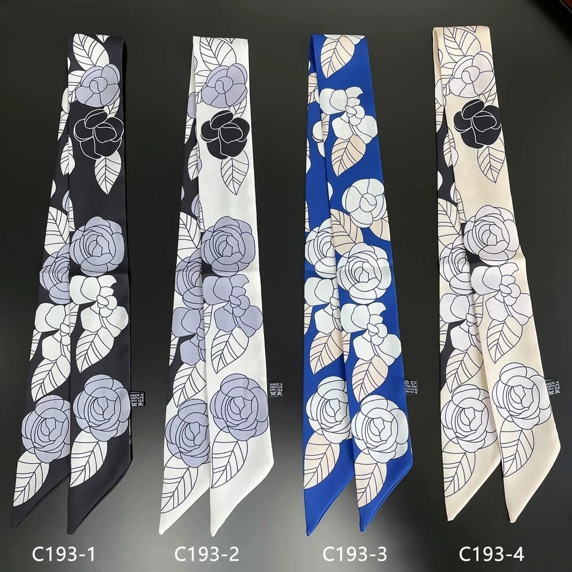 Sciarpa lunga stretta alla moda per donna Sciarpa skinny con stampa rosa Sciarpa di marca Foulard di seta Sciarpe multiuso con nastro da donna