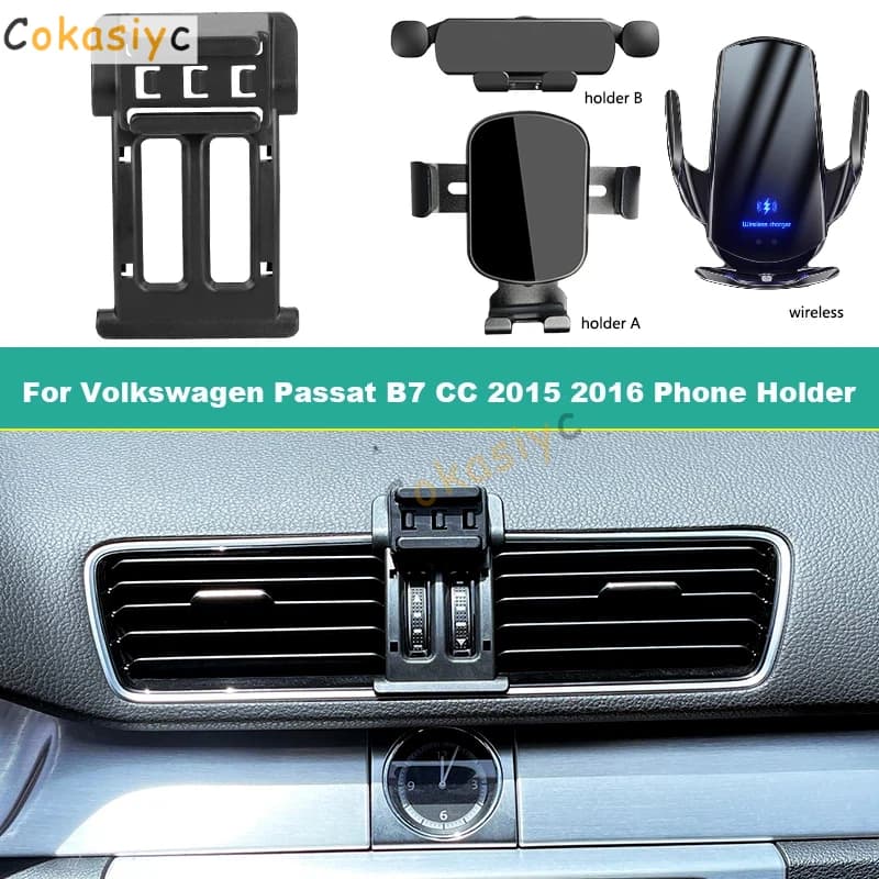 Dedicated Car Mobile Phone Holder For Volkswagen VW CC Passat B7 2015 2016 Air Vent Fixed Bracket Base Wireless Charging Stand