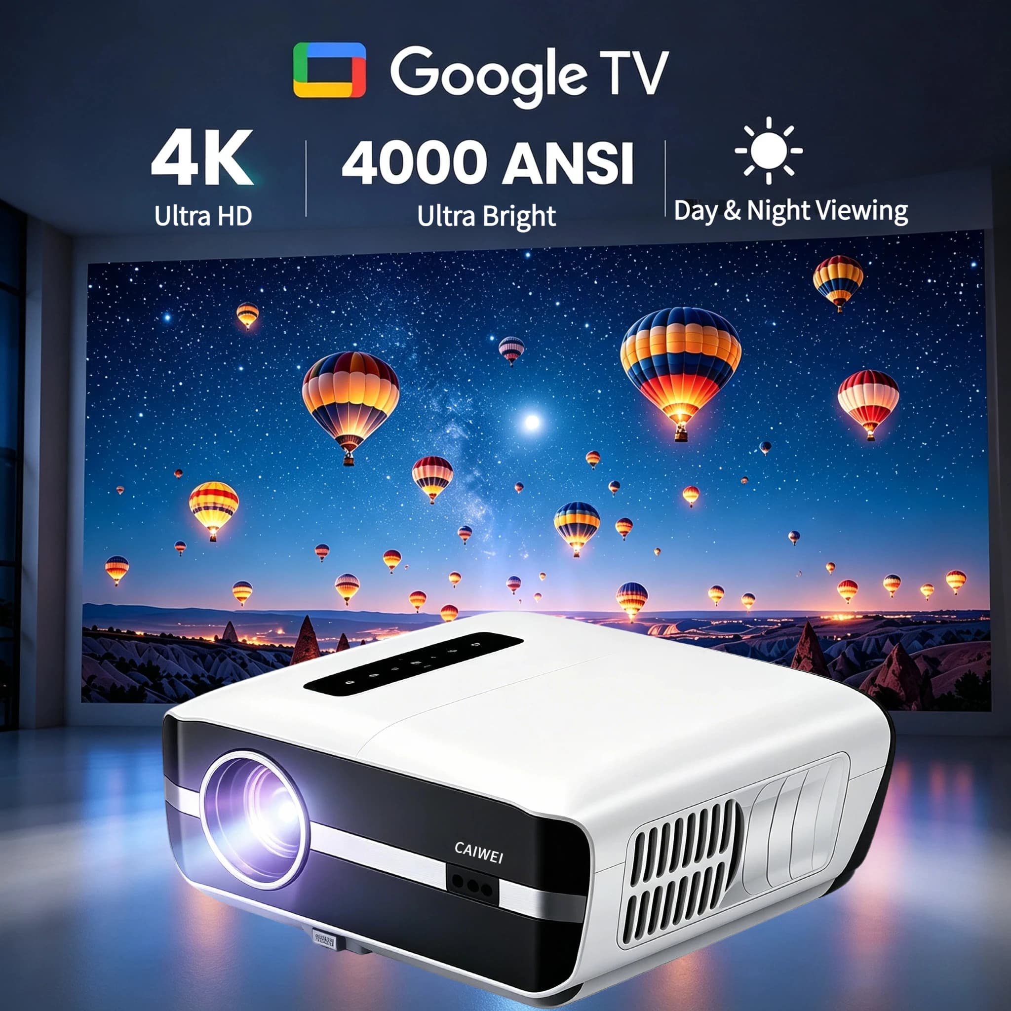 New 4k Projector Auto Focus Daytime Projector 2.4+5G Wifi Bluetooth HDMI TOF Dust-proof Movie Video Google TV projectors 2026