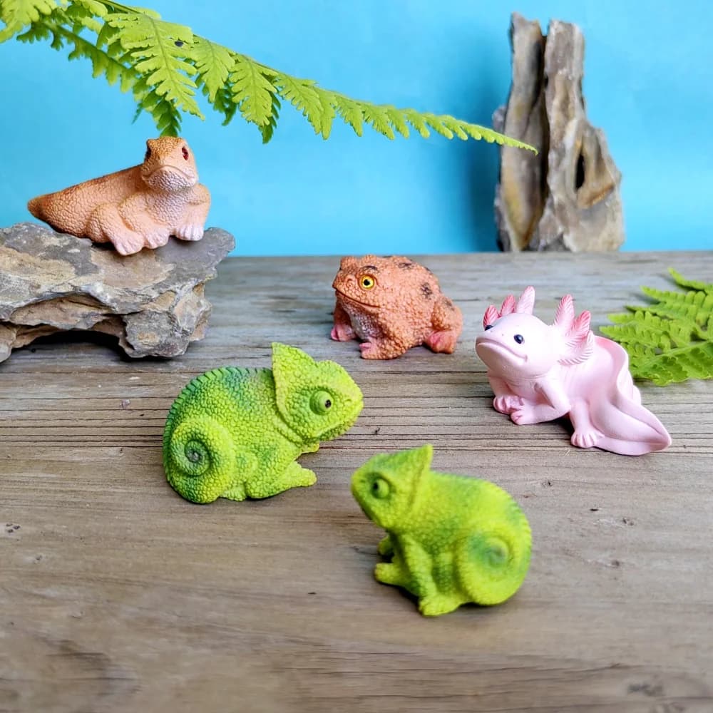 Simulato Lucertola Camaleonte Axolotl Rospo Modello Regalo Mestiere In Resina Figura In Miniatura Piccola Per Bonsai Microlandscape Decorazione del Giardino