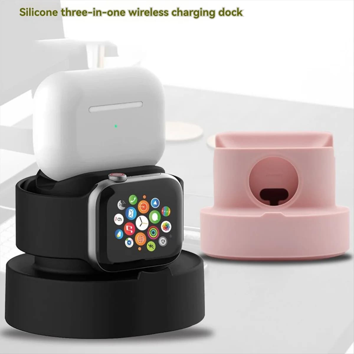 ABNJ Supporto in silicone 2 in 1 per base di ricarica per supporto per cuffie per auricolari Night Dock A