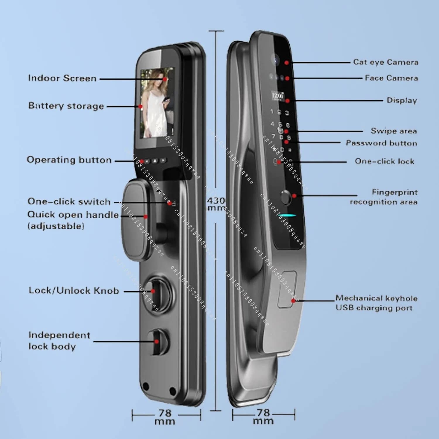 Smart door lock WiFi3D facial recognition ZigBee scene linkage video call remote door opening