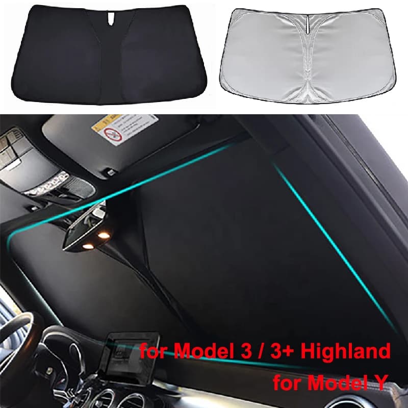 For Tesla Model Y 3 Highland 2024 Parade Foldable Window Front Sun Window Cover Heat Protection Visiera Accessories